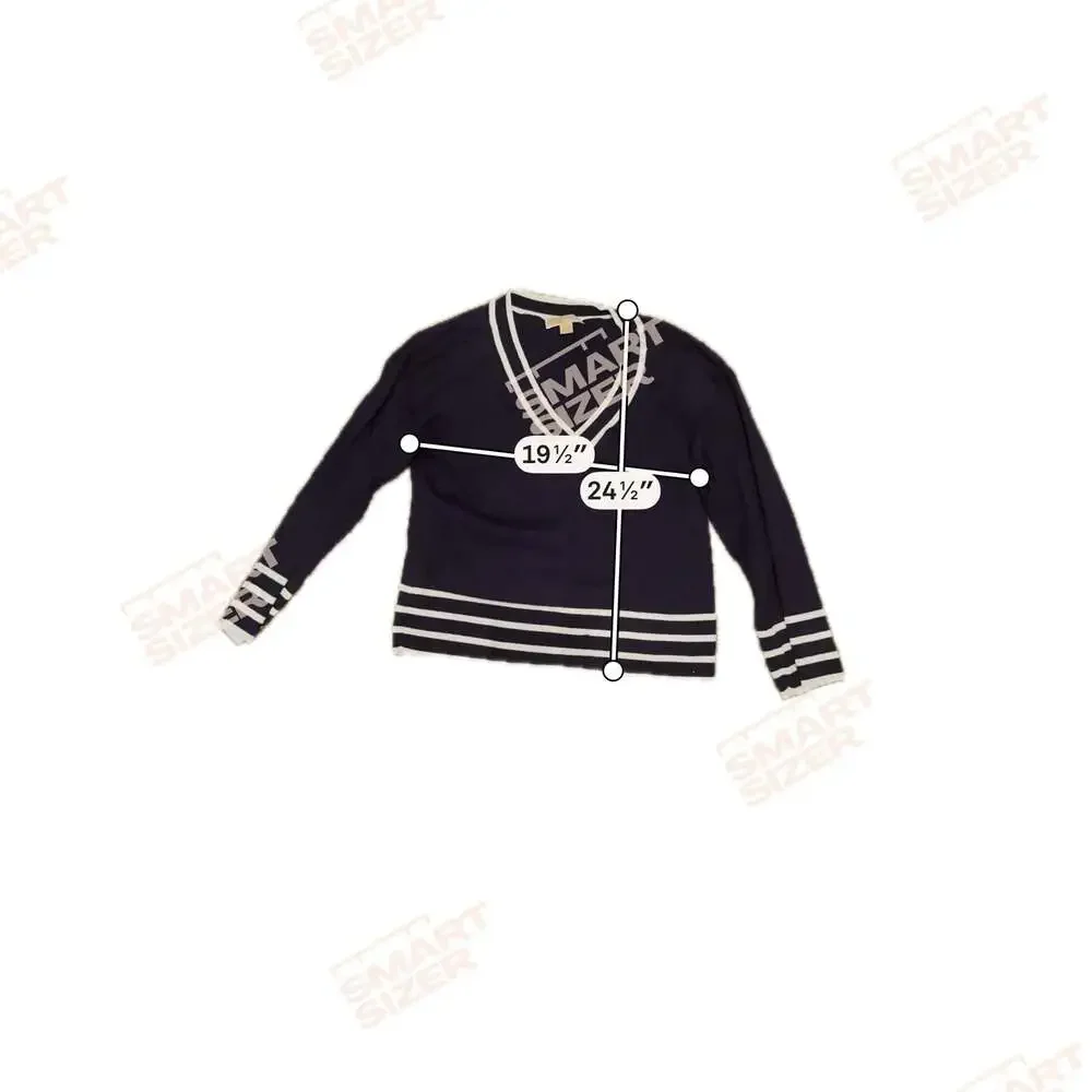 MICHAEL Michael Kors Navy Blue V-Neck Varsity Striped Sweater medium